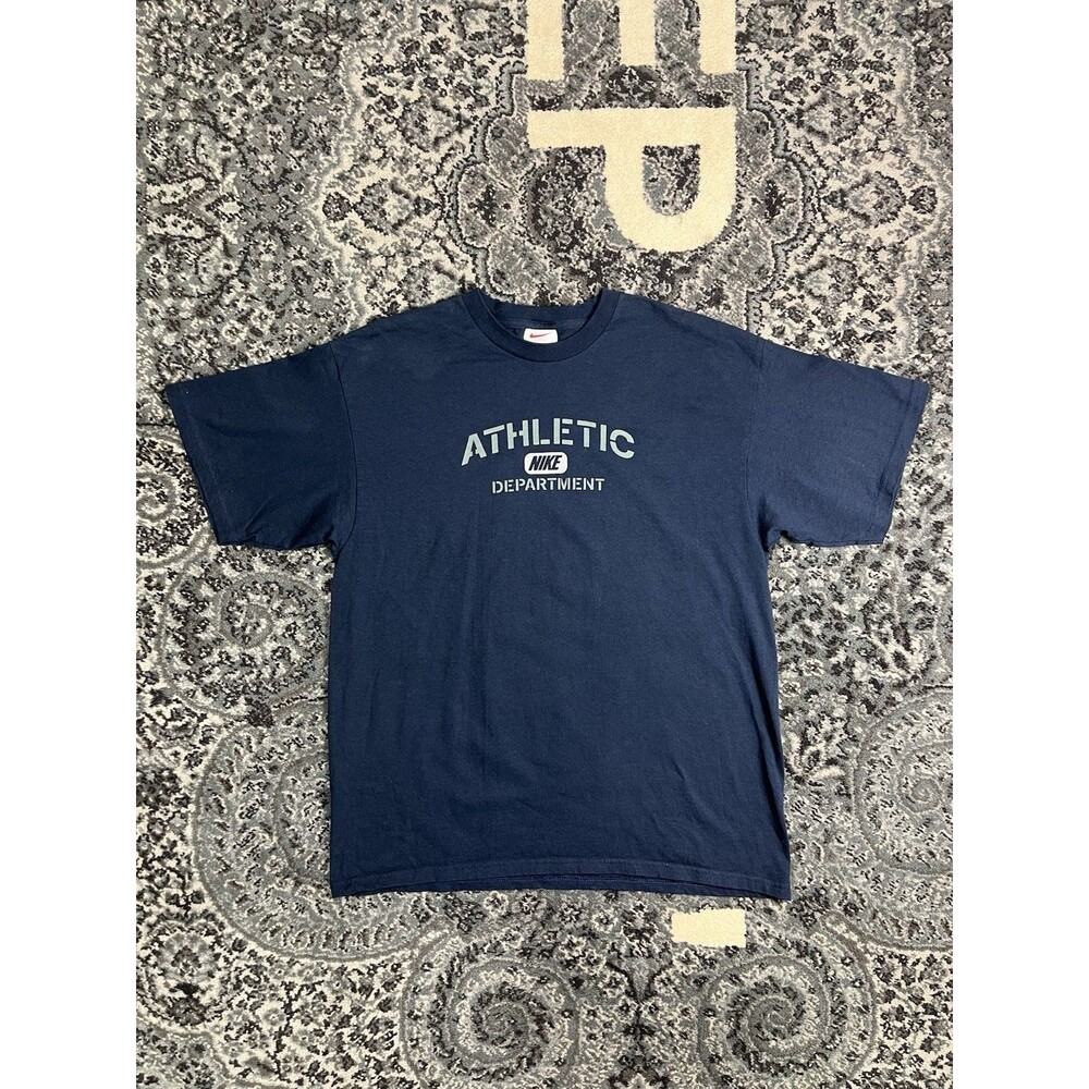 Vintage 90s y2K Nike Athletic Dept Shirt Mens Size Large Short Sleeve Blue